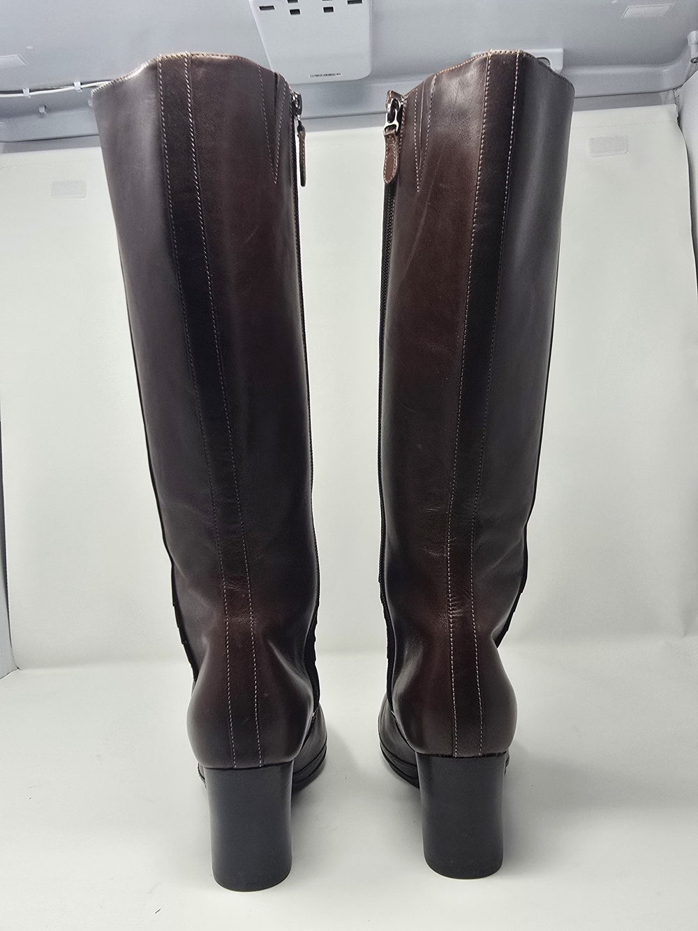 Clarks Artisan Brown Leather Floral Lined Knee-High Boots - Size 9.5M - Picture 5 of 7